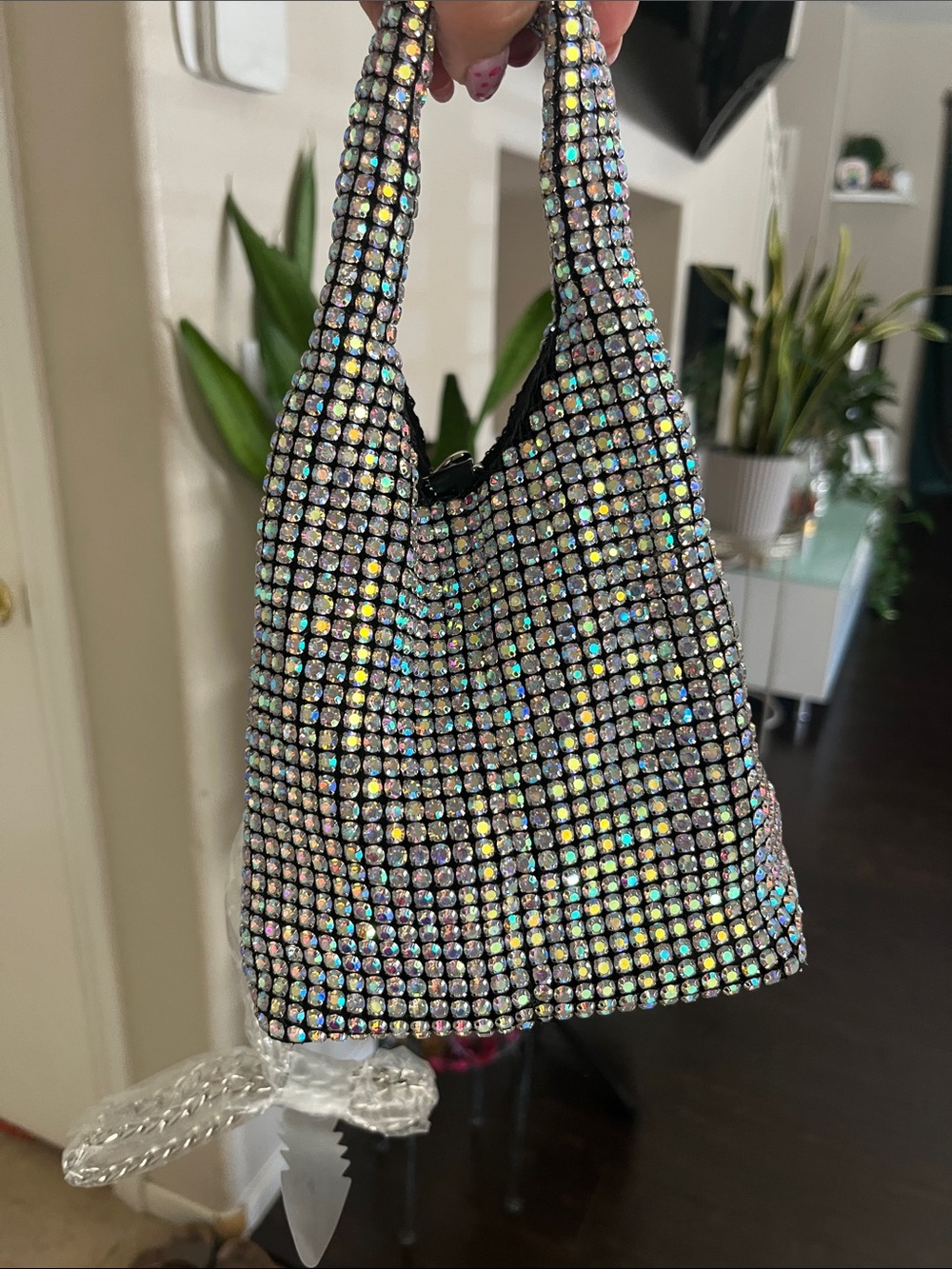 Iridescent Crystal-Embellished Women’s Handbag